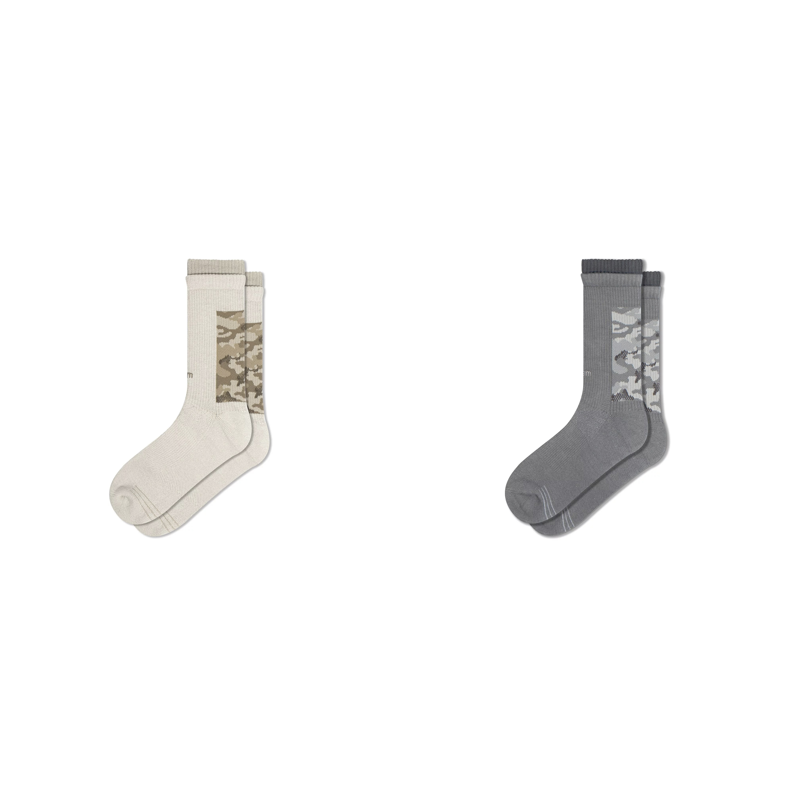 faam Camo Pattern Crew Socks 沙杏 / 漠灰 - 雙層迷彩針織高筒襪