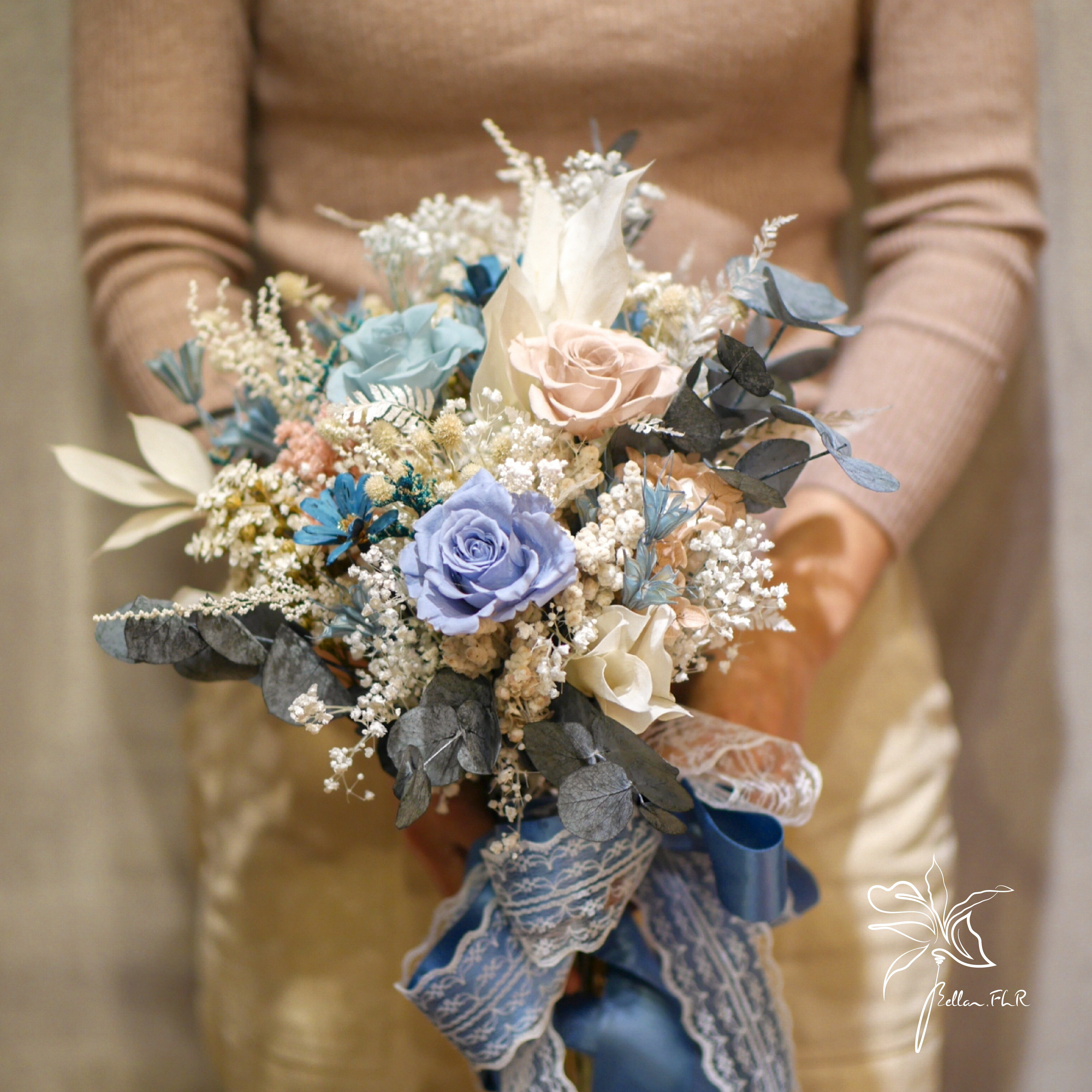 【心空】3朵永生主花中型捧花