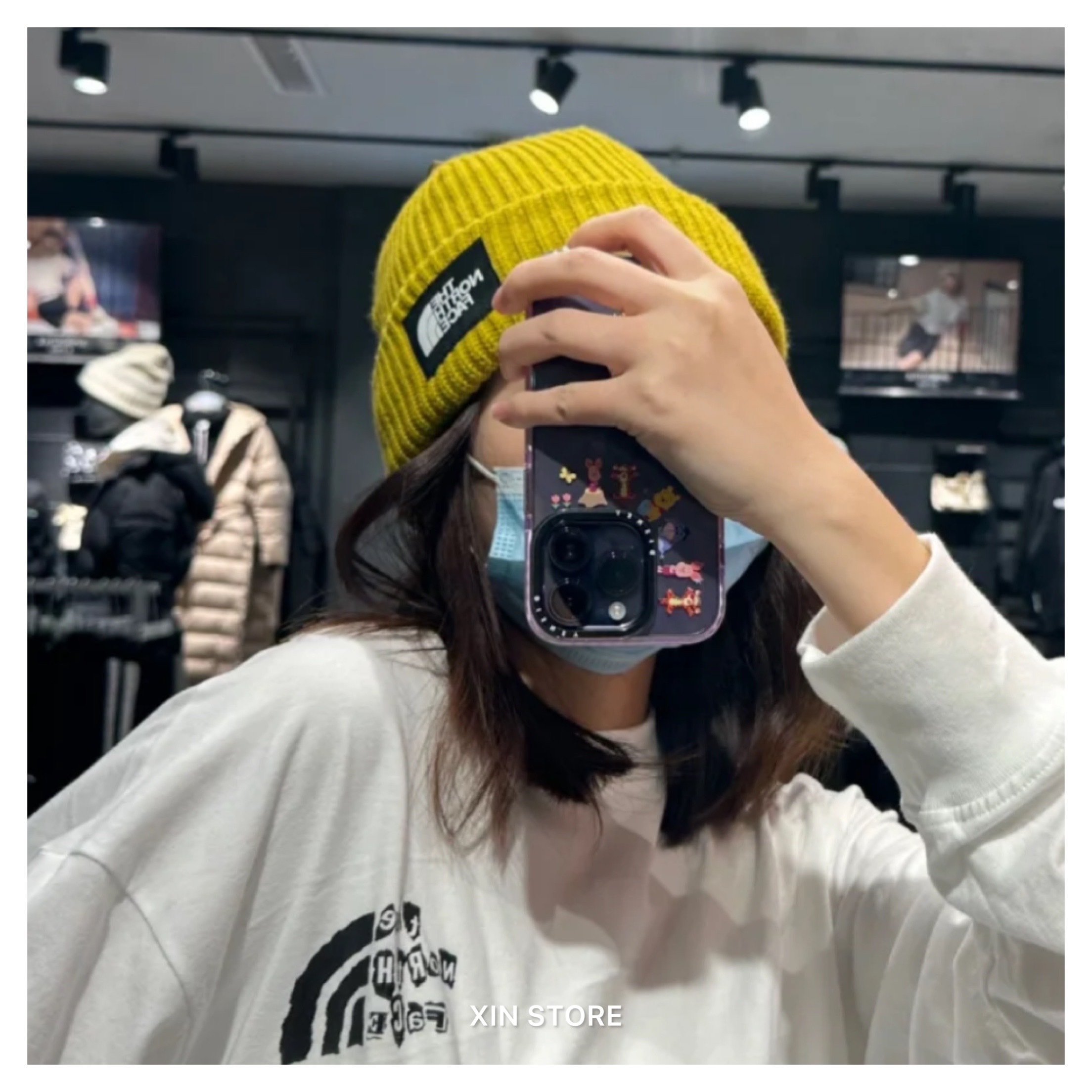 he North Face TNF Box Beanie 方標保暖針織毛帽芥黃灰藍深藍