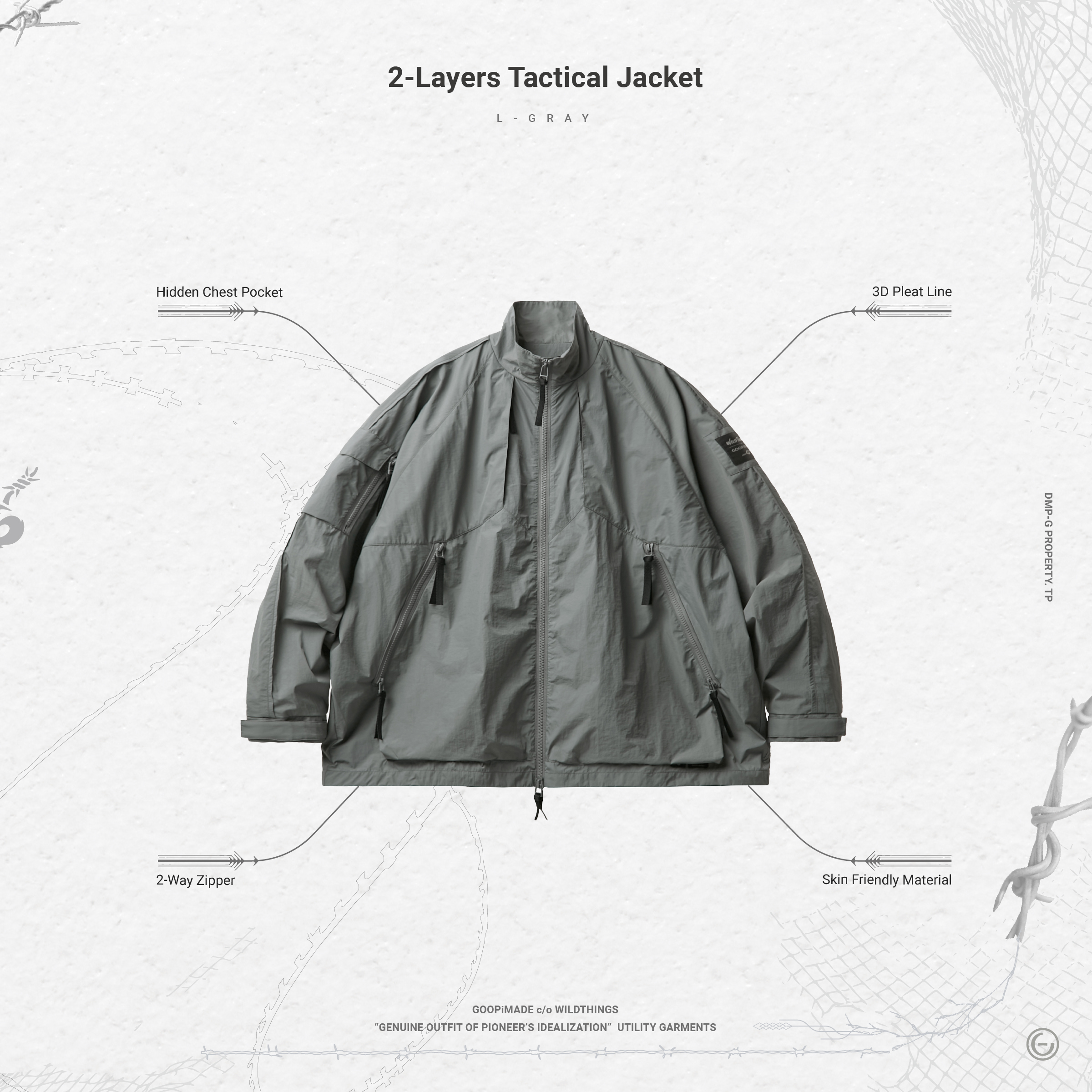 2-Layers Tactical Jacket - L-Gray