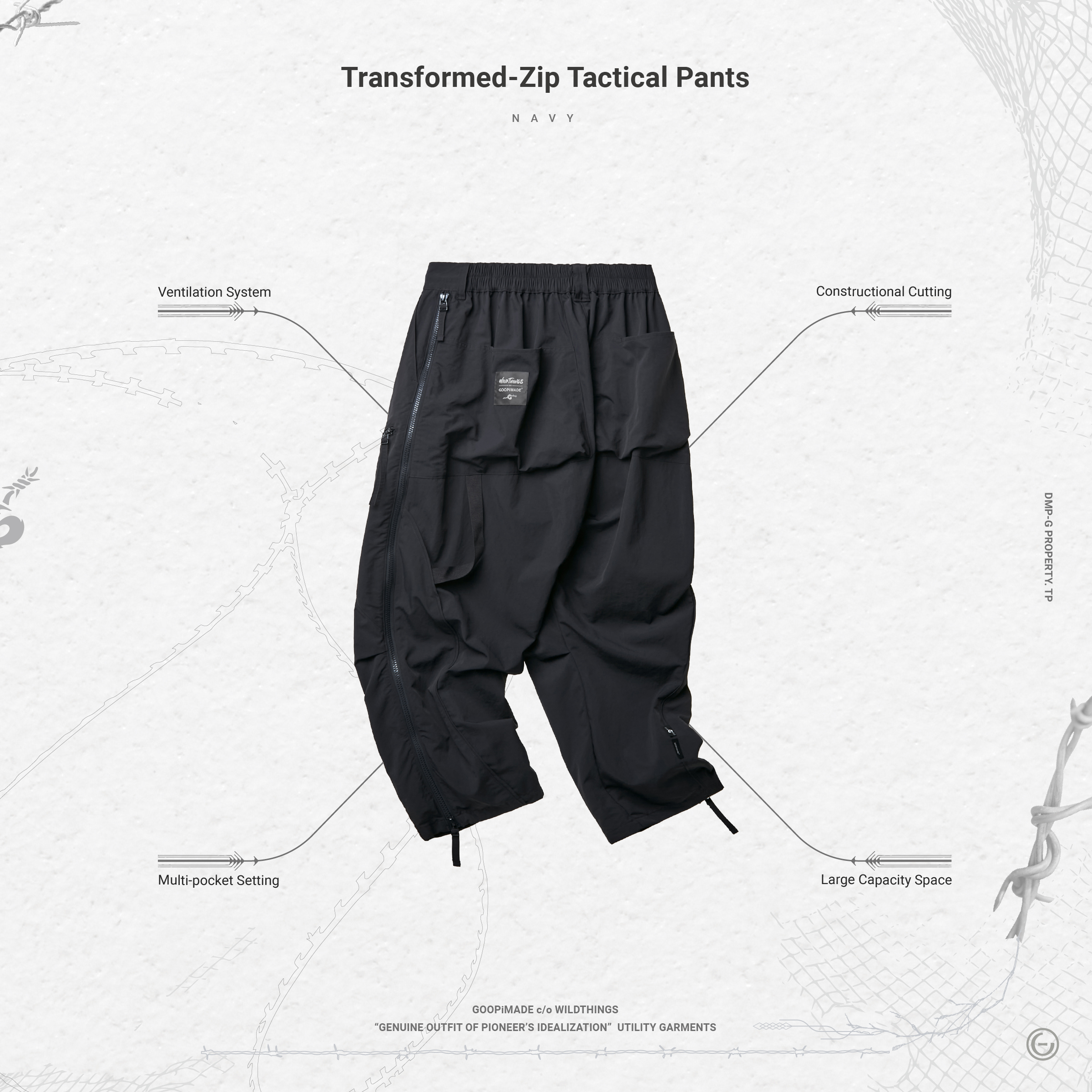 Transformed-Zip Tactical Pants - Navy