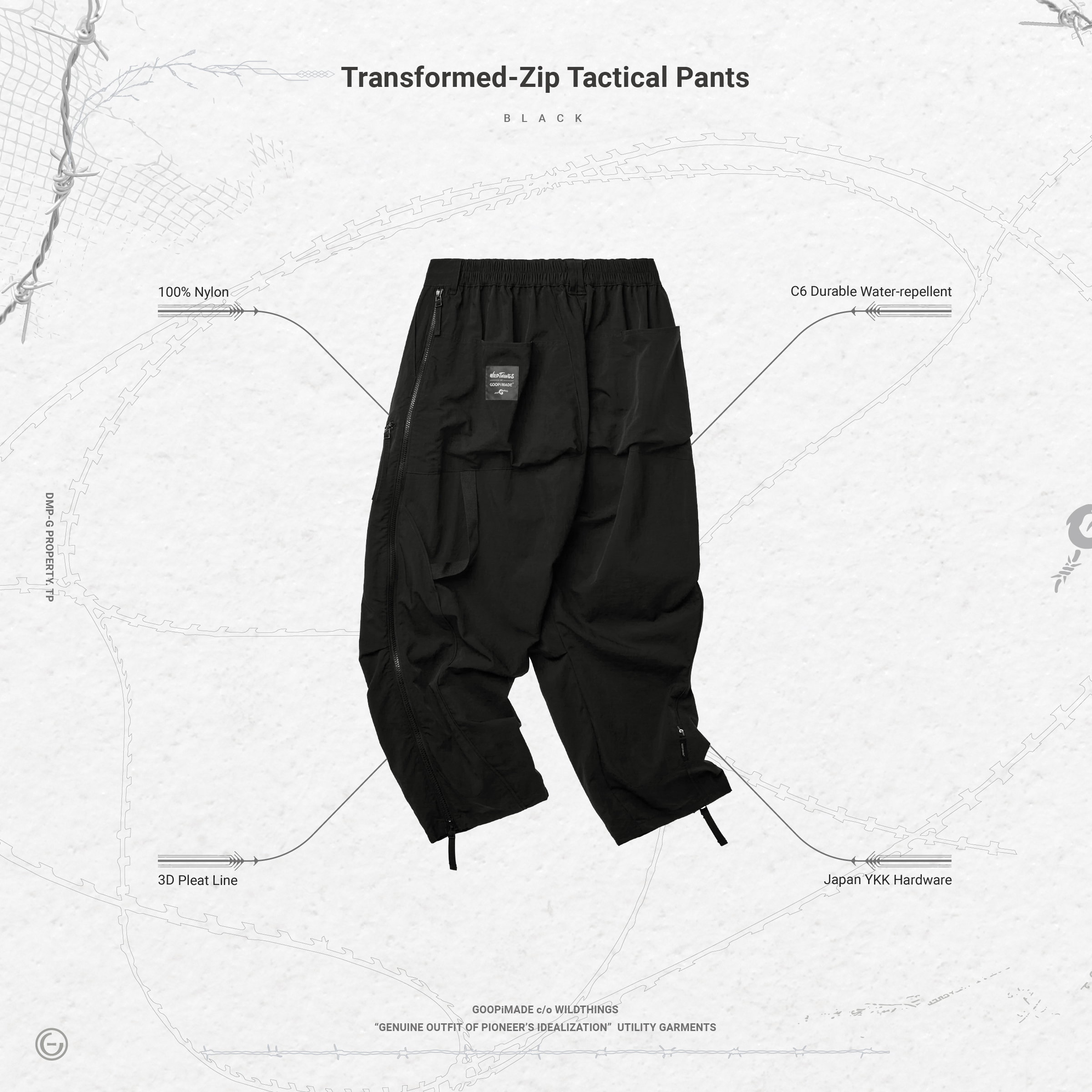 Transformed-Zip Tactical Pants - Black