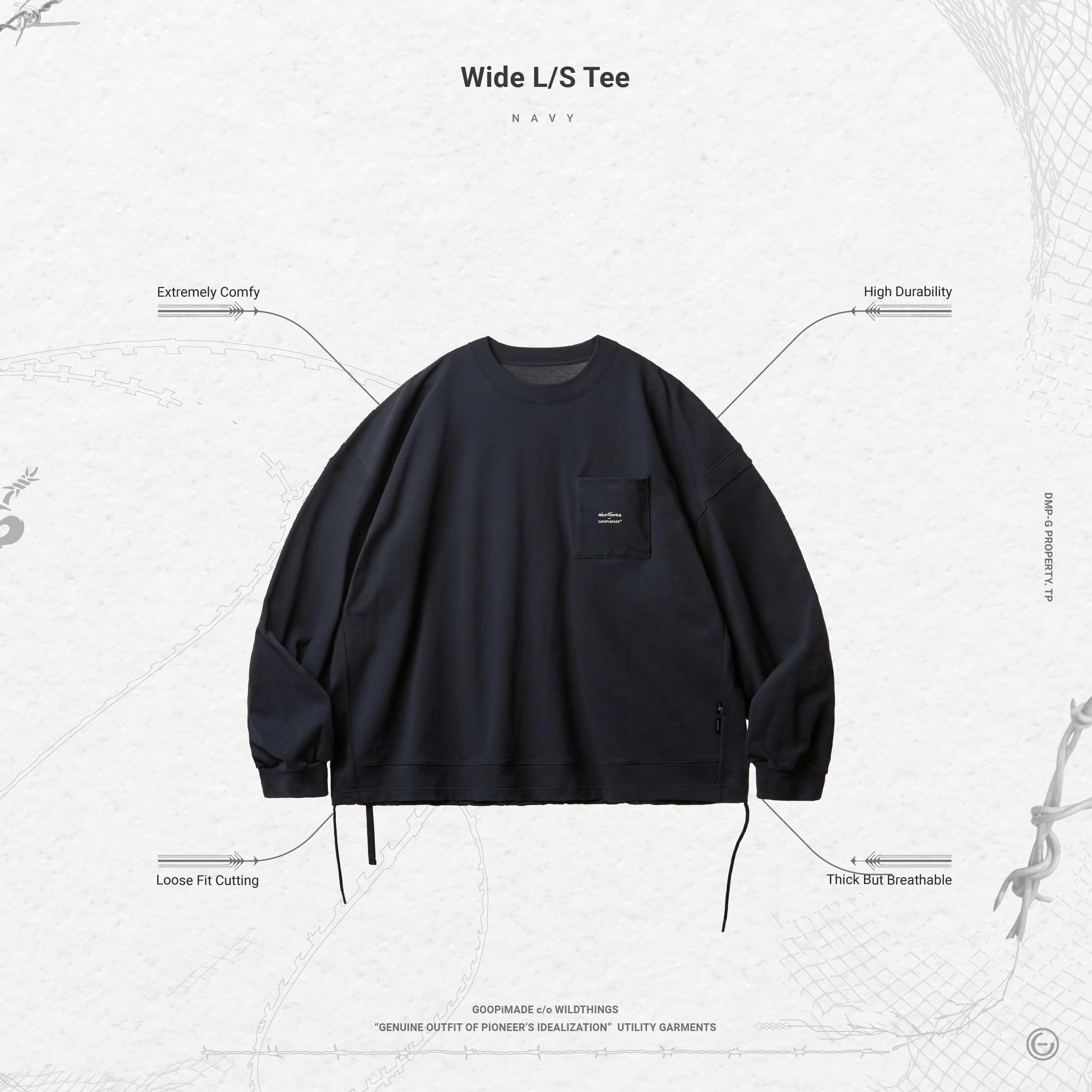 Wide L/S Tee - Navy