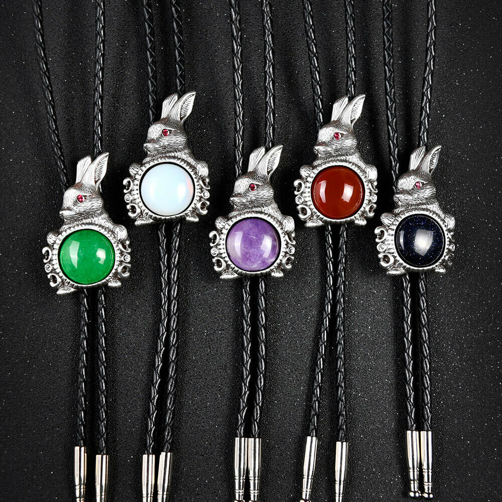 兔年系列五行開運 - 玉兔迎春 保羅領帶/BoloTie/美式領帶－快速出貨