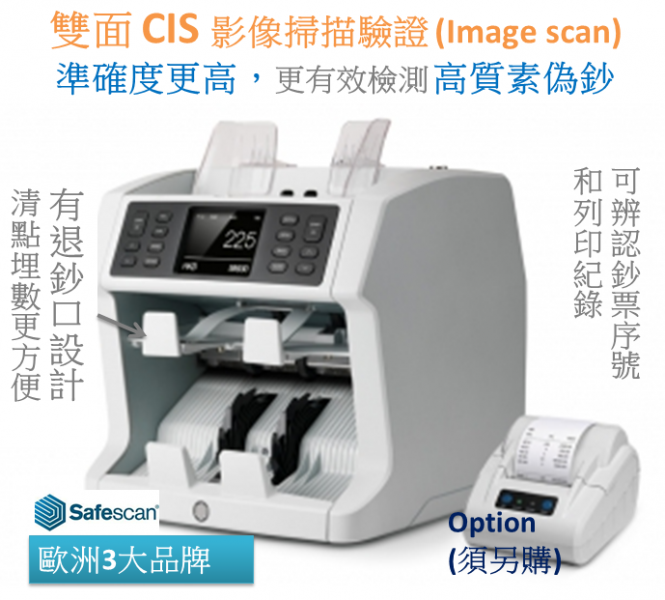 SAFESCAN 2985 - SX 雙CIS雙口高階數鈔機 （26種貨幣）混合點算可混合不同面額鈔票點算，顯示每個面額的張數和計算總金額