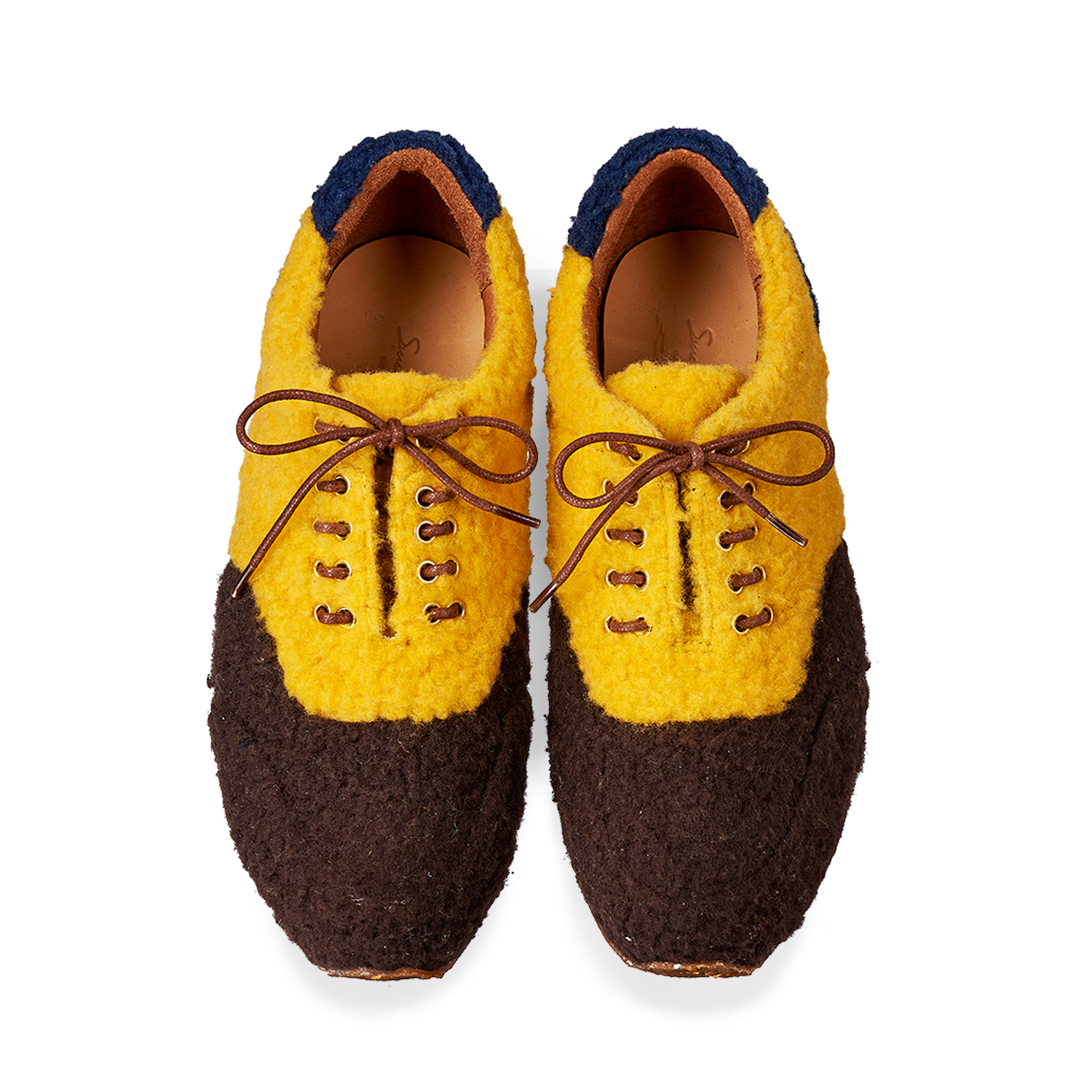 INUIT M1166 BrownNavy Faux Shearling Sneakers