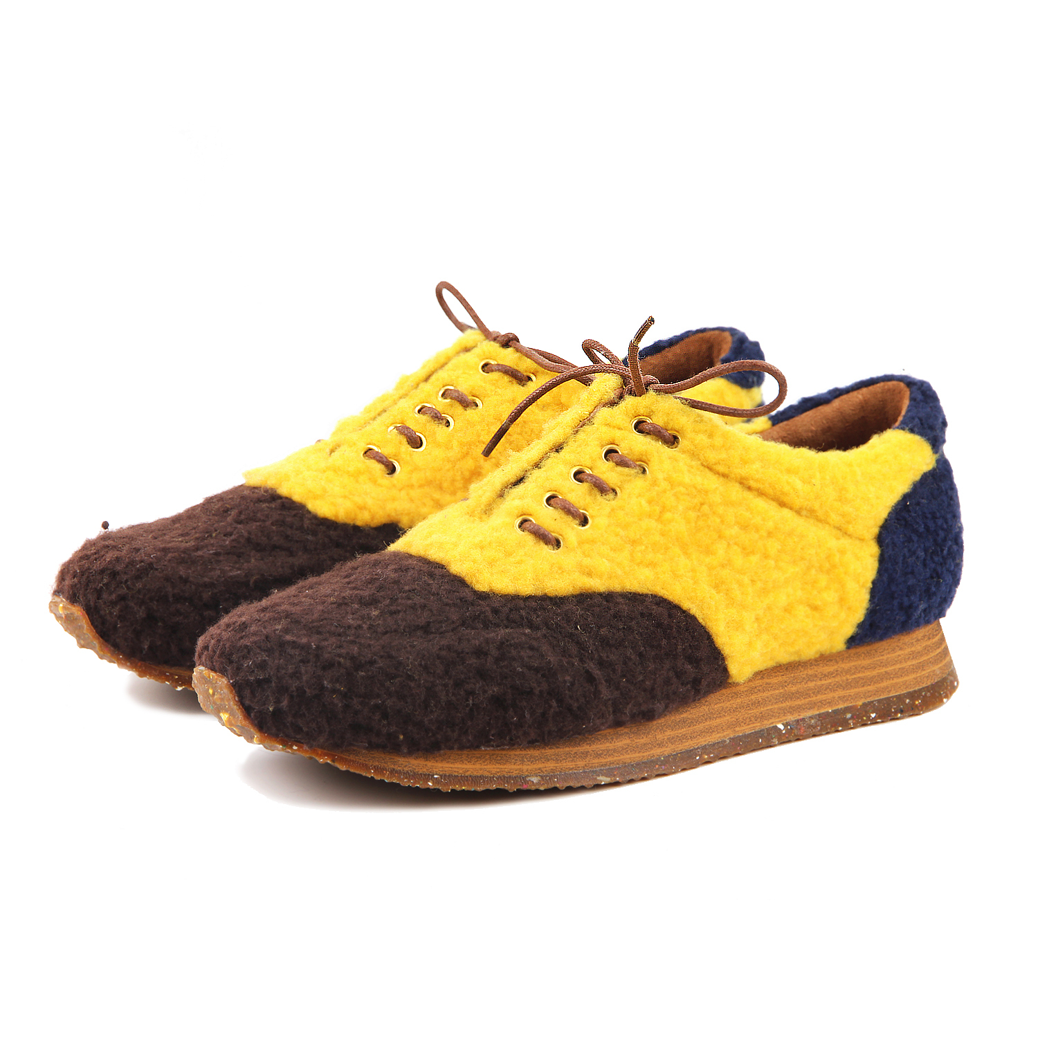 INUIT M1166 BrownNavy Faux Shearling Sneakers