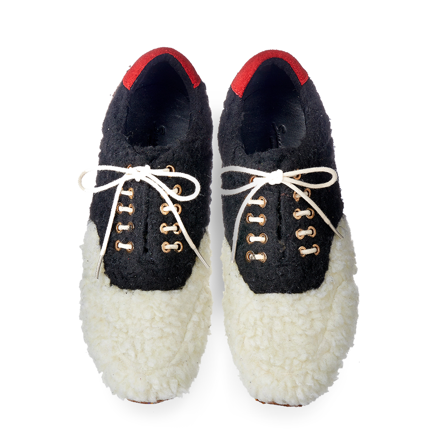 INUIT M1166 WhiteBlack Faux Shearling Sneakers