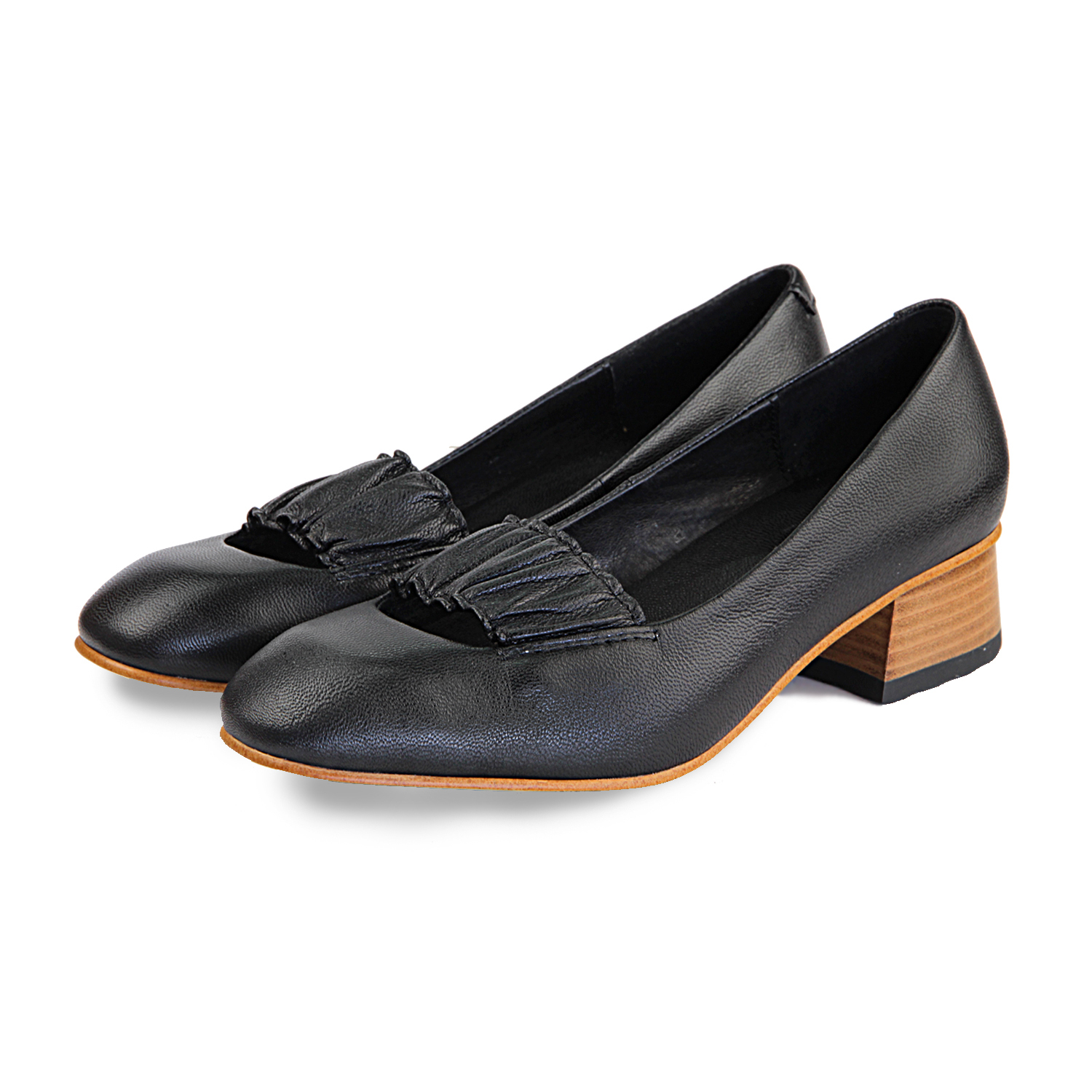 Ballerina W1070 Black Leather Pumps