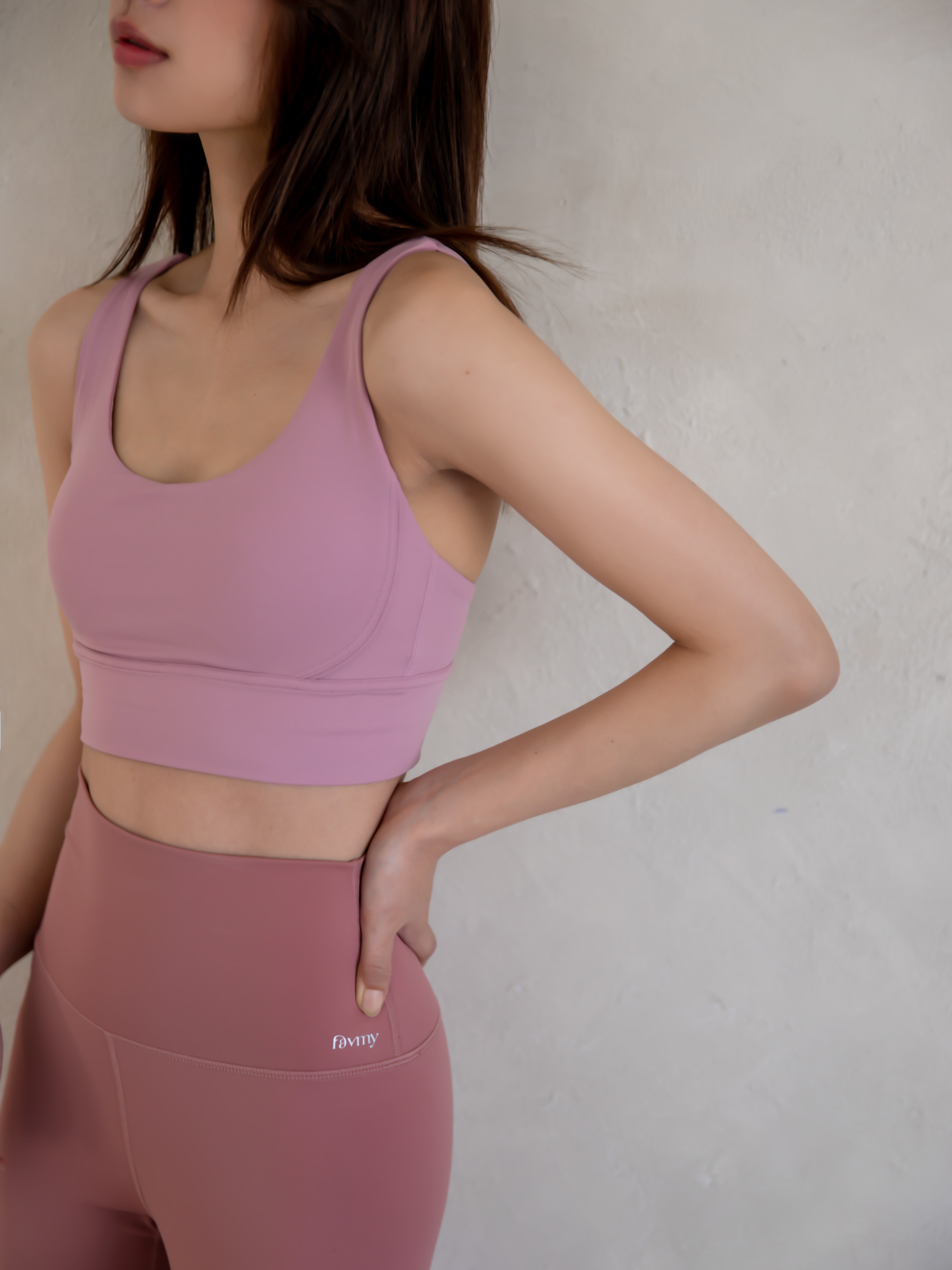 交叉美背運動內衣-粉紫