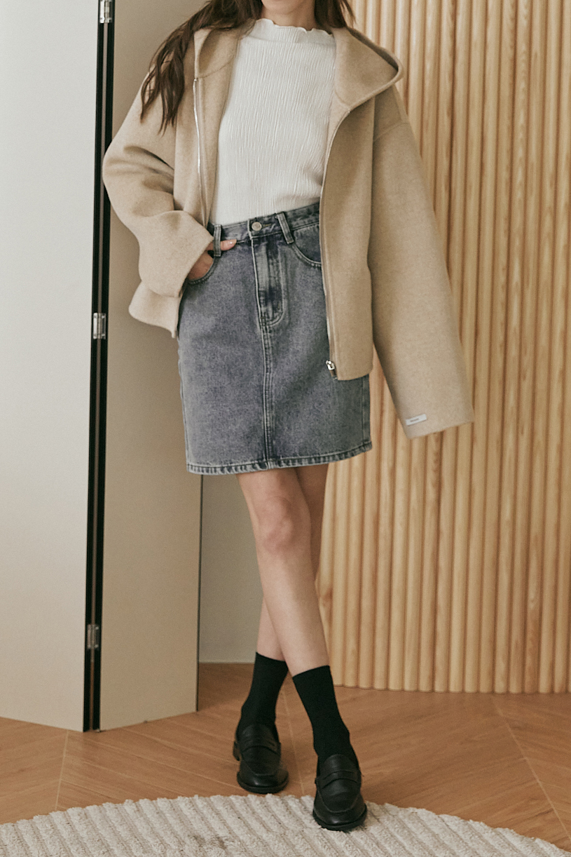 『最後現貨』guten made/刷色版型都滿意的硬挺牛仔短窄裙-藍