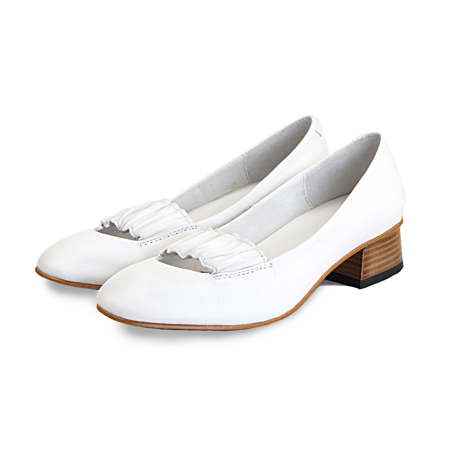 Ballerina W1070 White Leather Pumps