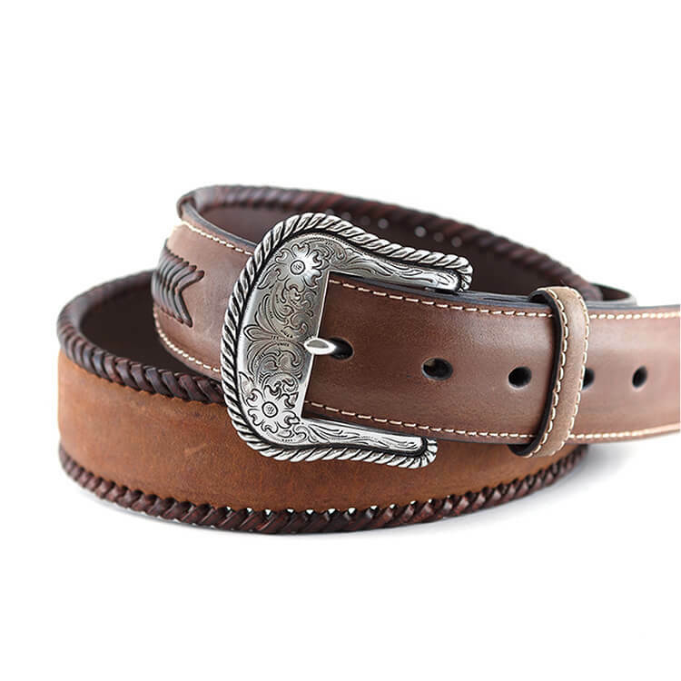 美國西部編織唐草紋 潮牌真皮皮帶-快速出貨
