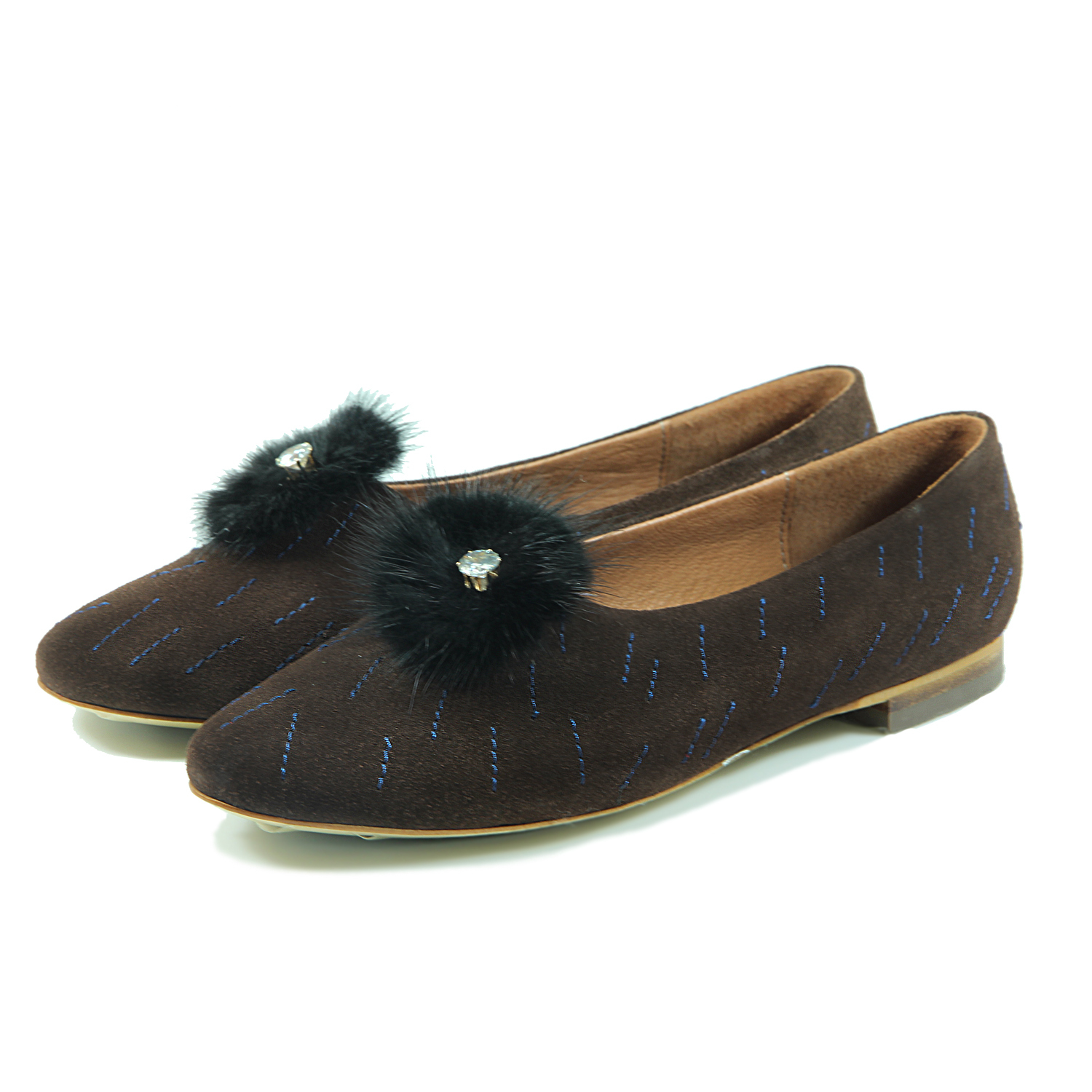 MEMORY W1057AA Brown Leather Ballet Flats