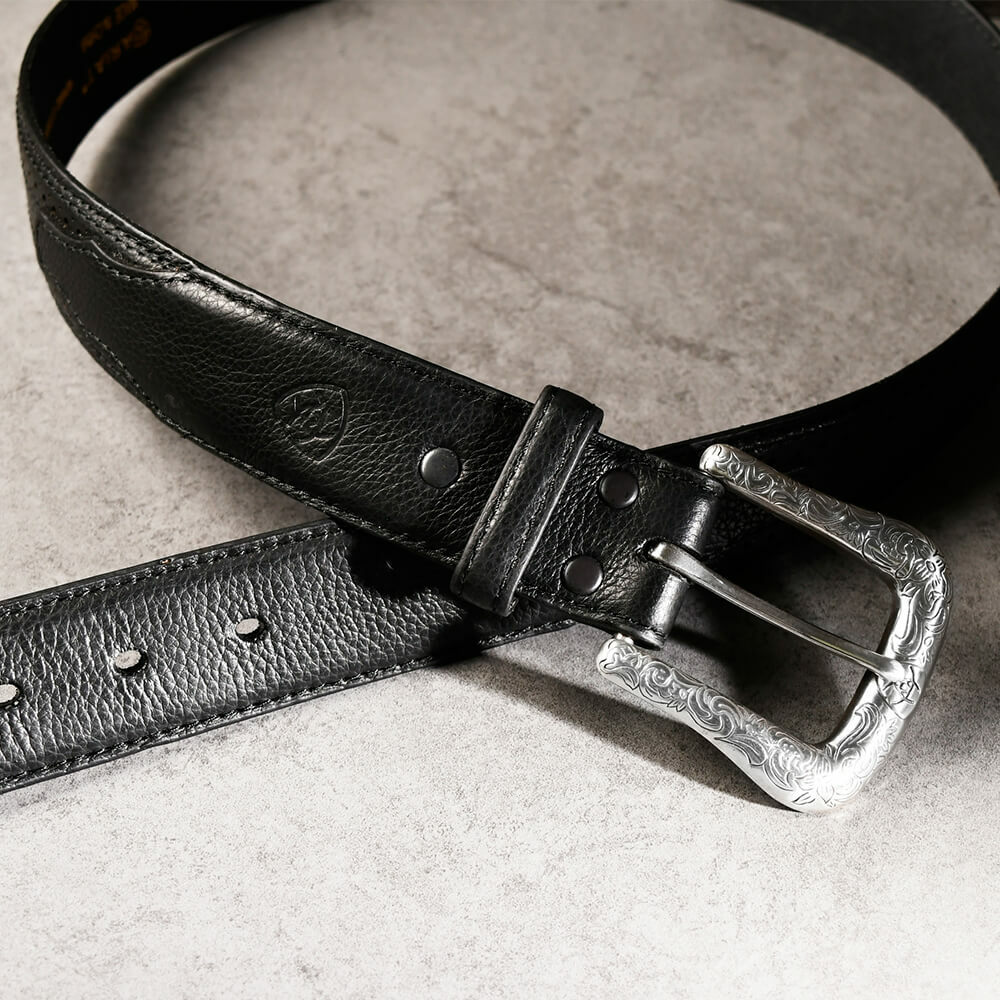 加州Ariat簡約西部雕花 潮牌真皮皮帶-快速出貨
