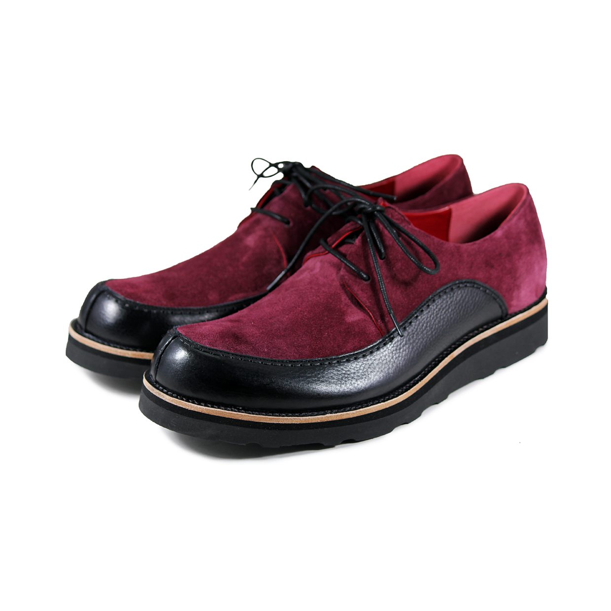 Franklin M1132 Burgundy Black Leather Casual Shoes