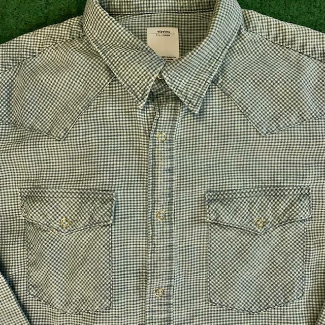 VISVIM FOUR CORNER INDIGO CHECK SHIRT L/S (( USED S )) 新品同樣 - SIZE 3 IN STOCK NOW (現貨發售中)