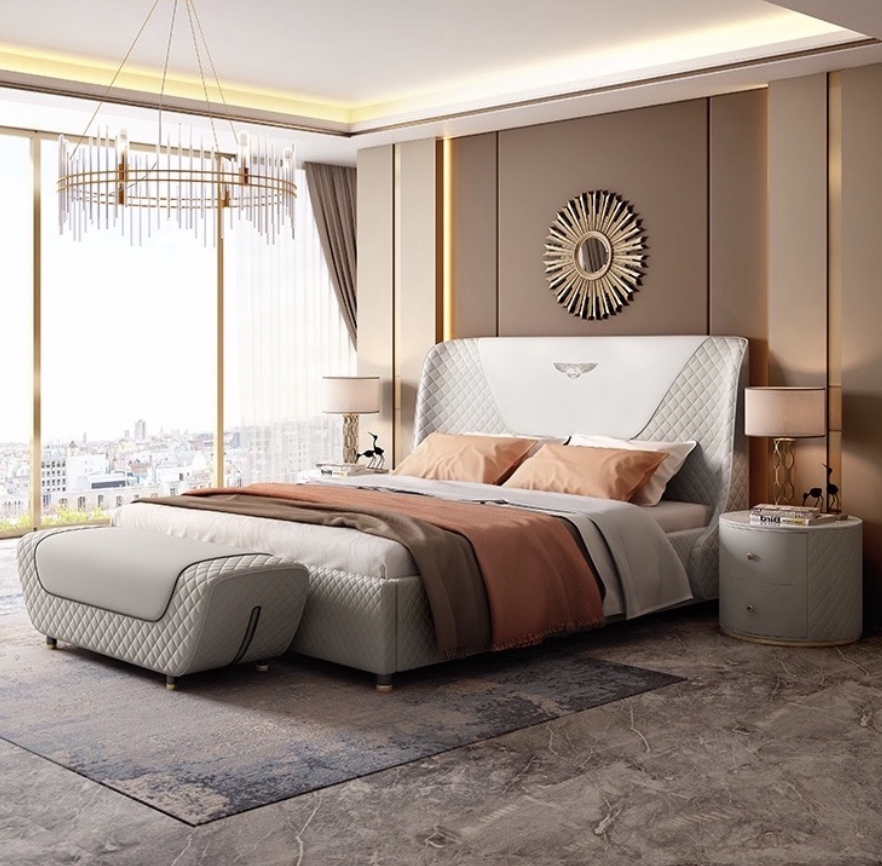 灰格輕奢皮床 AOZ-M86