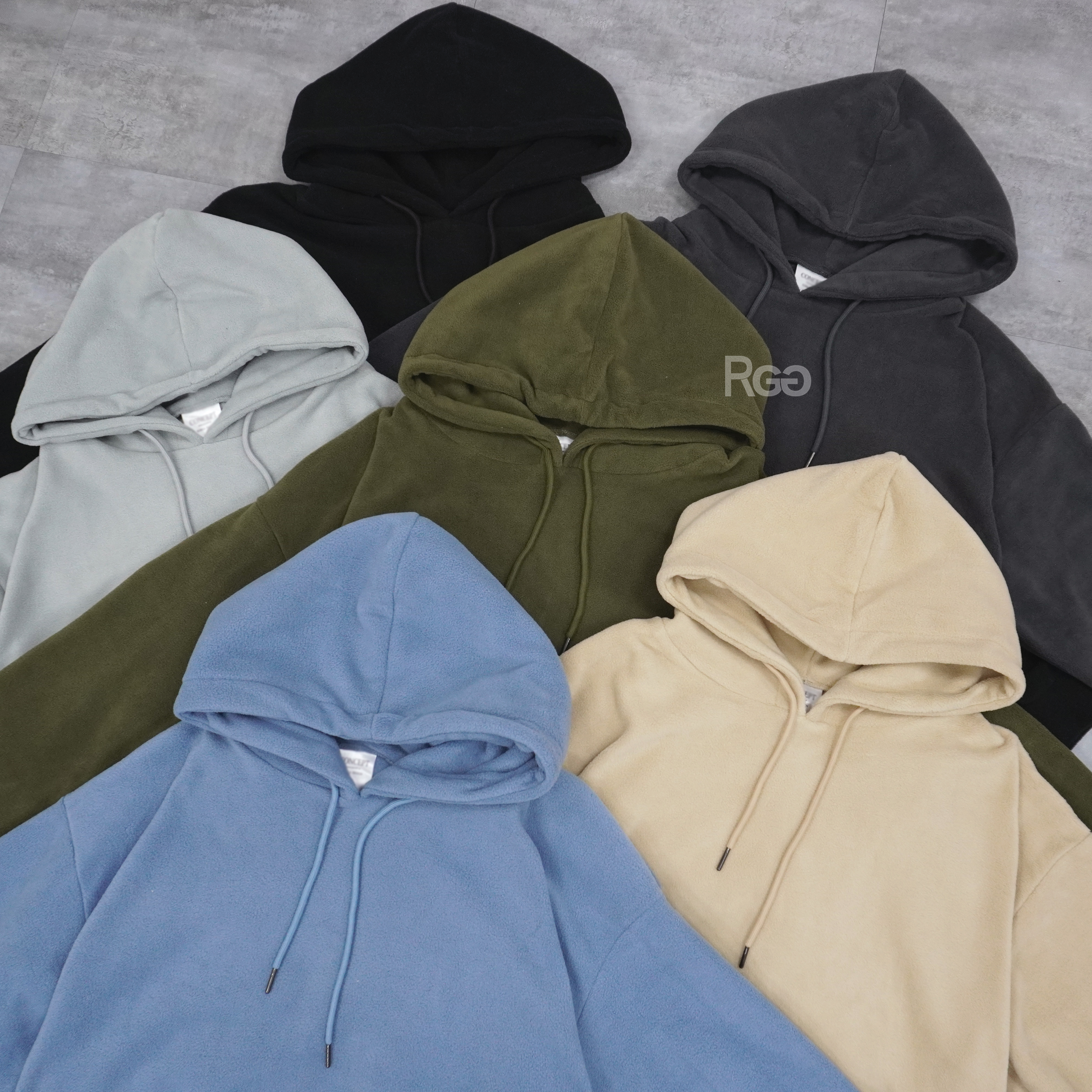 #80204 韓版百搭素面搖粒絨帽T