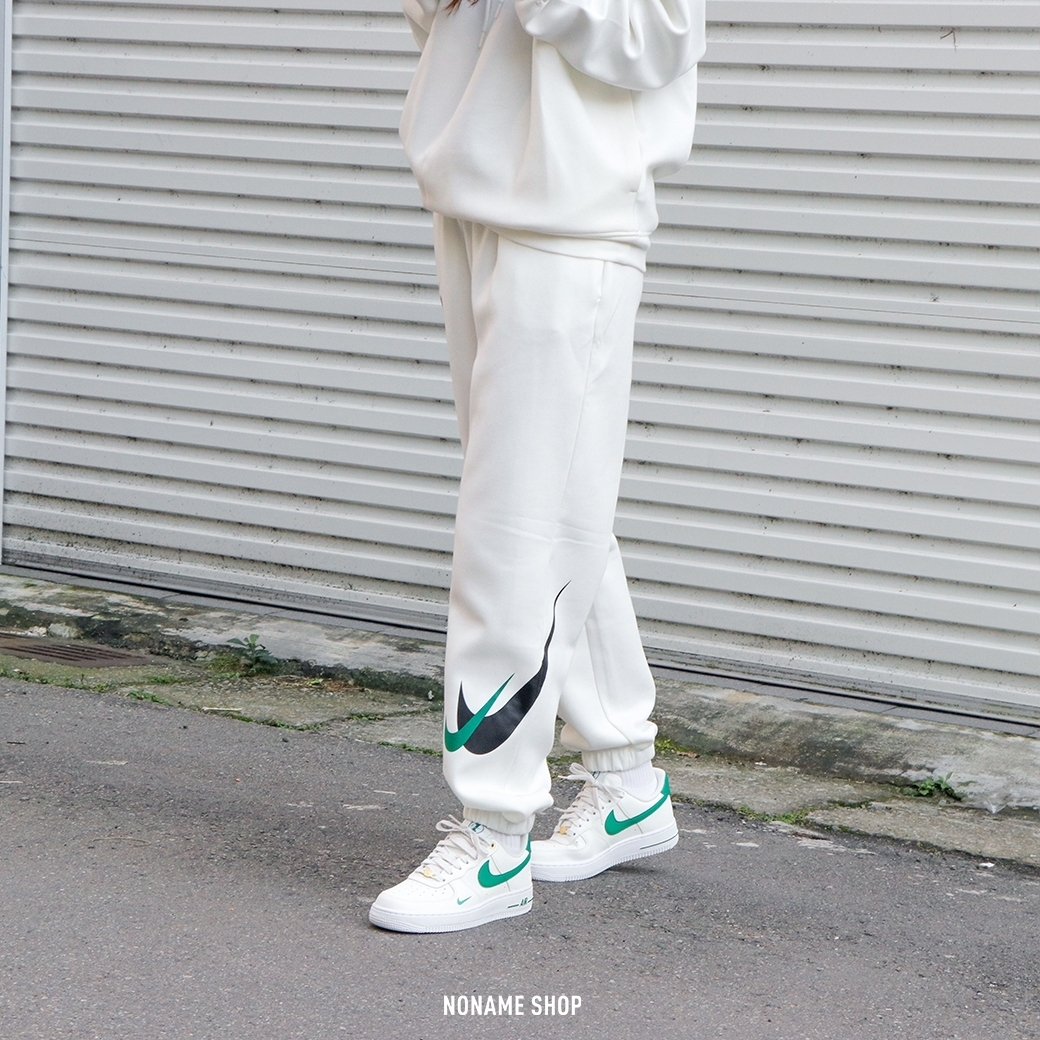 NIKE NSW FLC JGGR 40週年 大勾 運動 BV綠 長褲 米白 (女款)