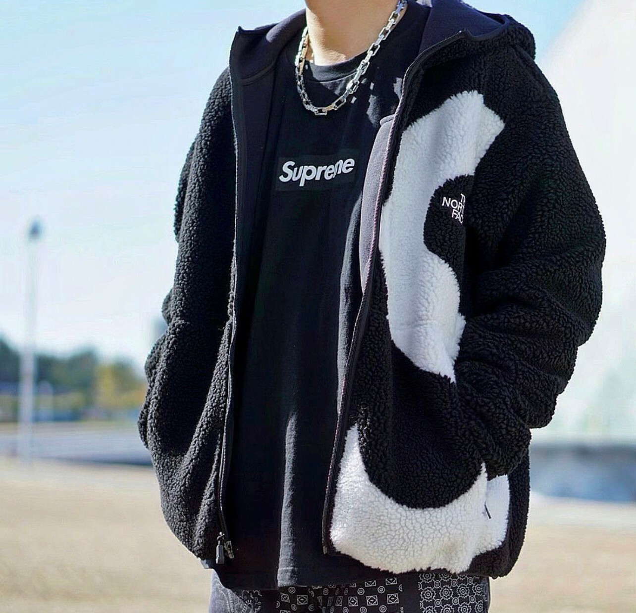 國外代購THE NORTH FACE 聯名款 大logo 搖粒絨 連帽外 SUP-FW20-236