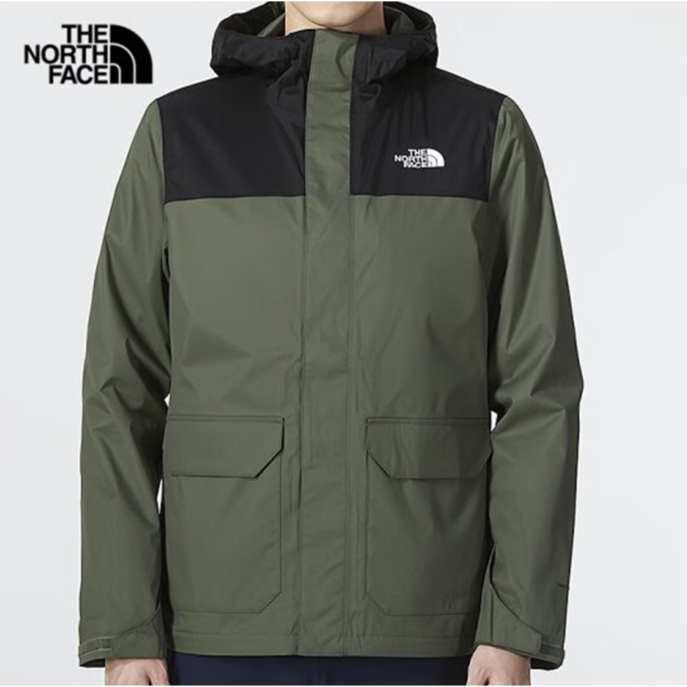 現貨 THE NORTH FACE 北臉 男 防水透氣 寬鬆連帽衝鋒衣 綠黑 NF0A7UR9NYC
