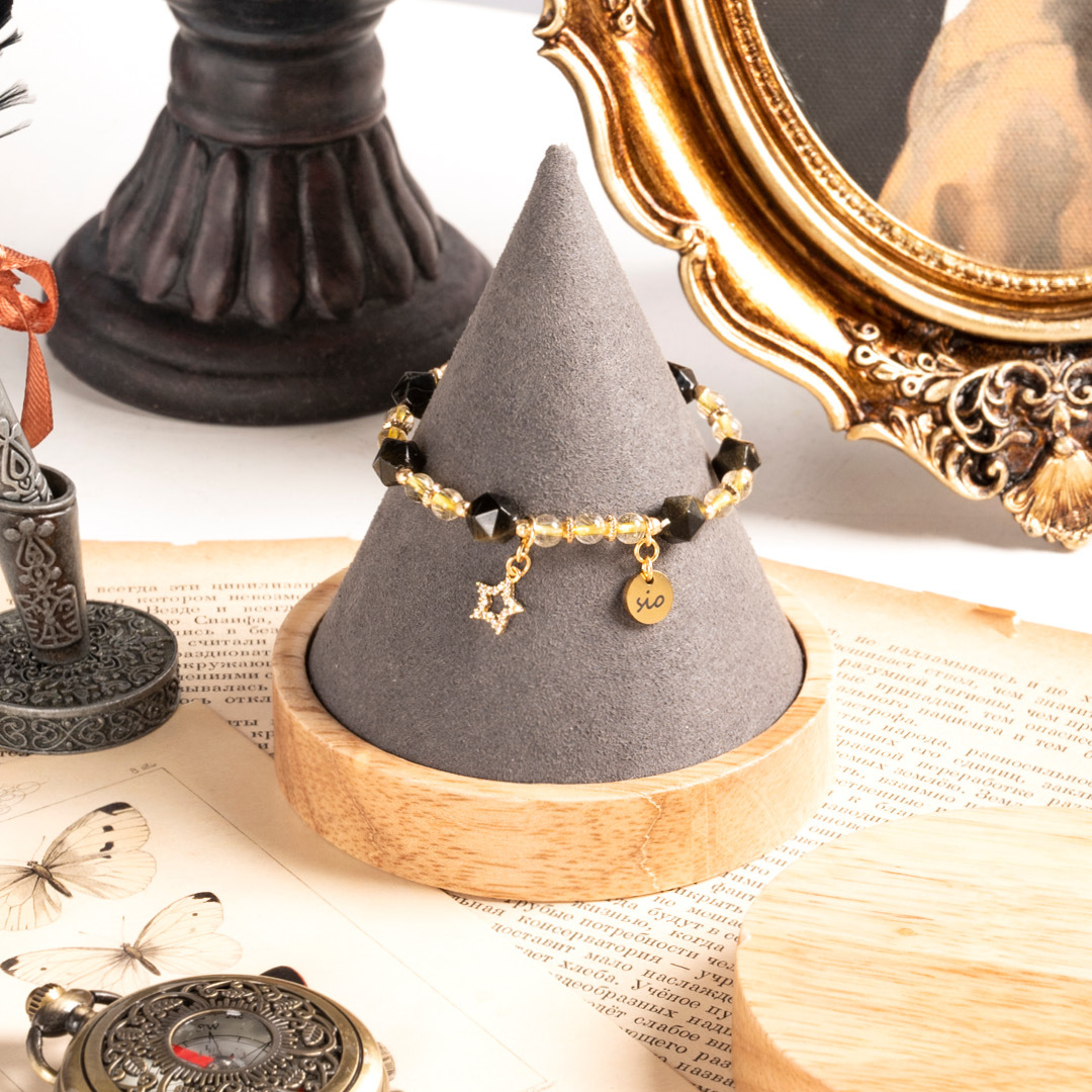 水晶手鍊【稜角-星宿】金曜石+金髮晶手鍊