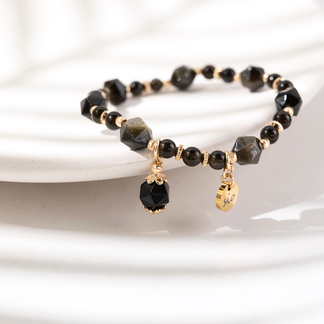 水晶手鍊【稜角-逆光】金曜石手鍊