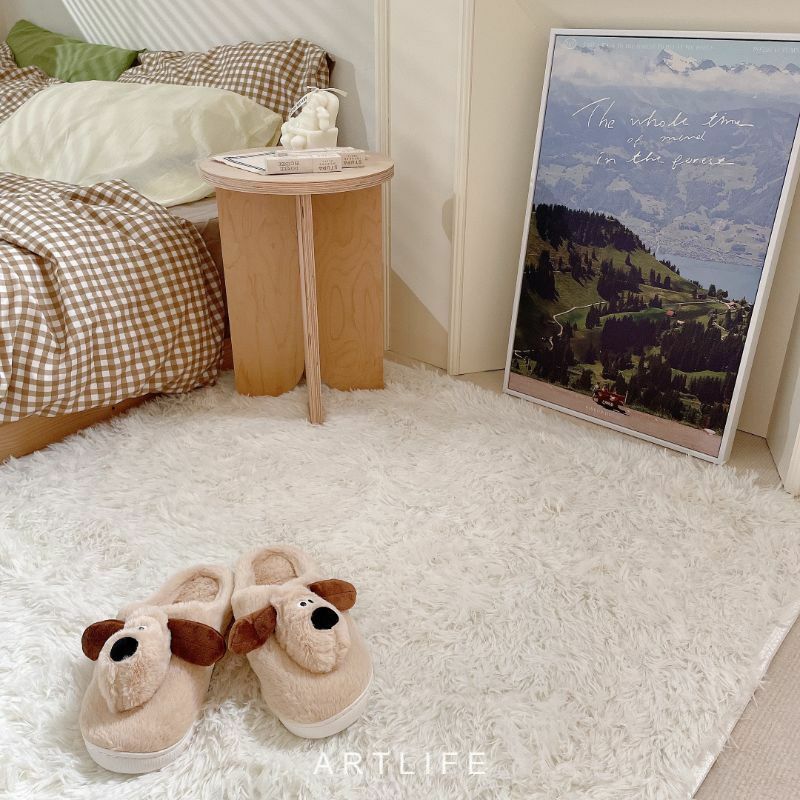 簡約長毛白色地毯