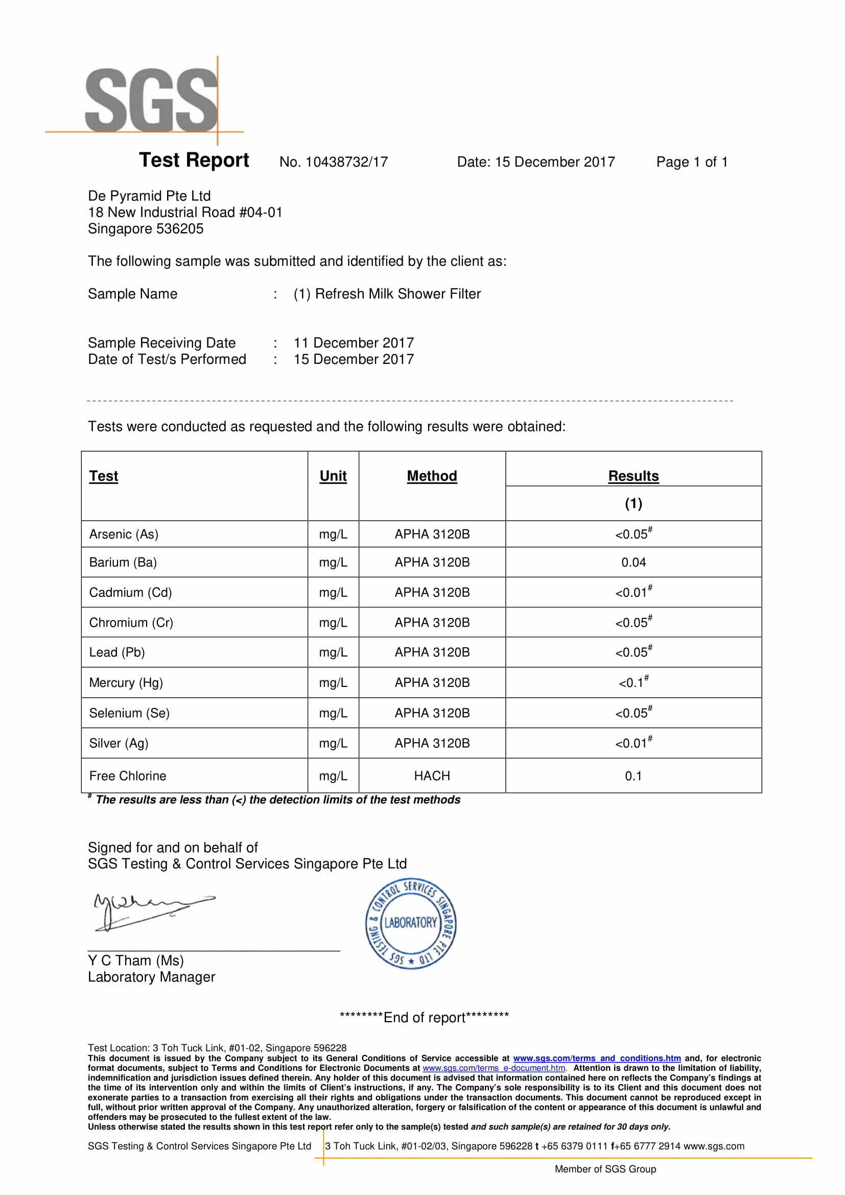 通過新加坡SGS、韓國FDA認證