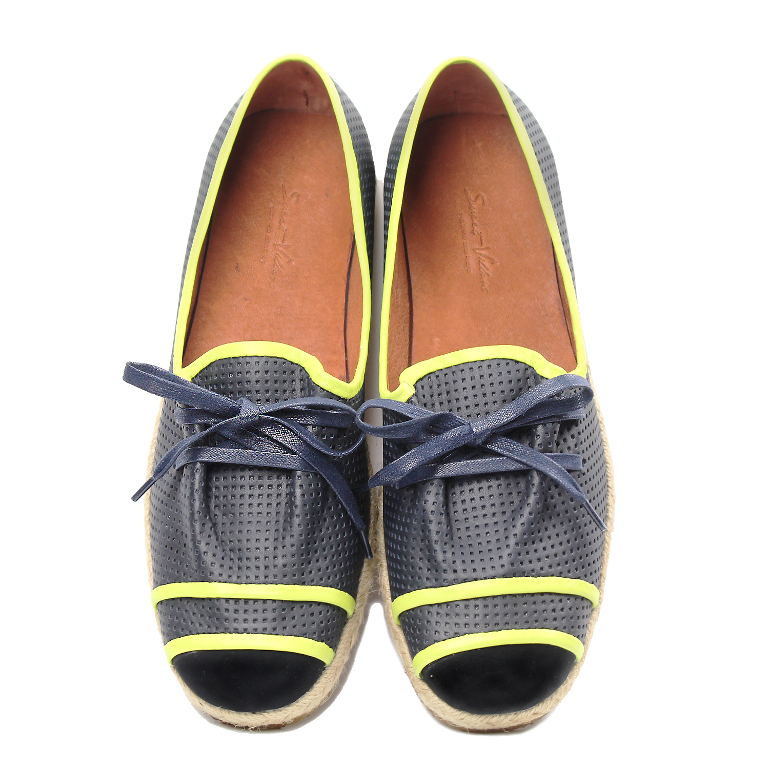 Ibiza M1176 Navy Leather Slip-on Espadrilles