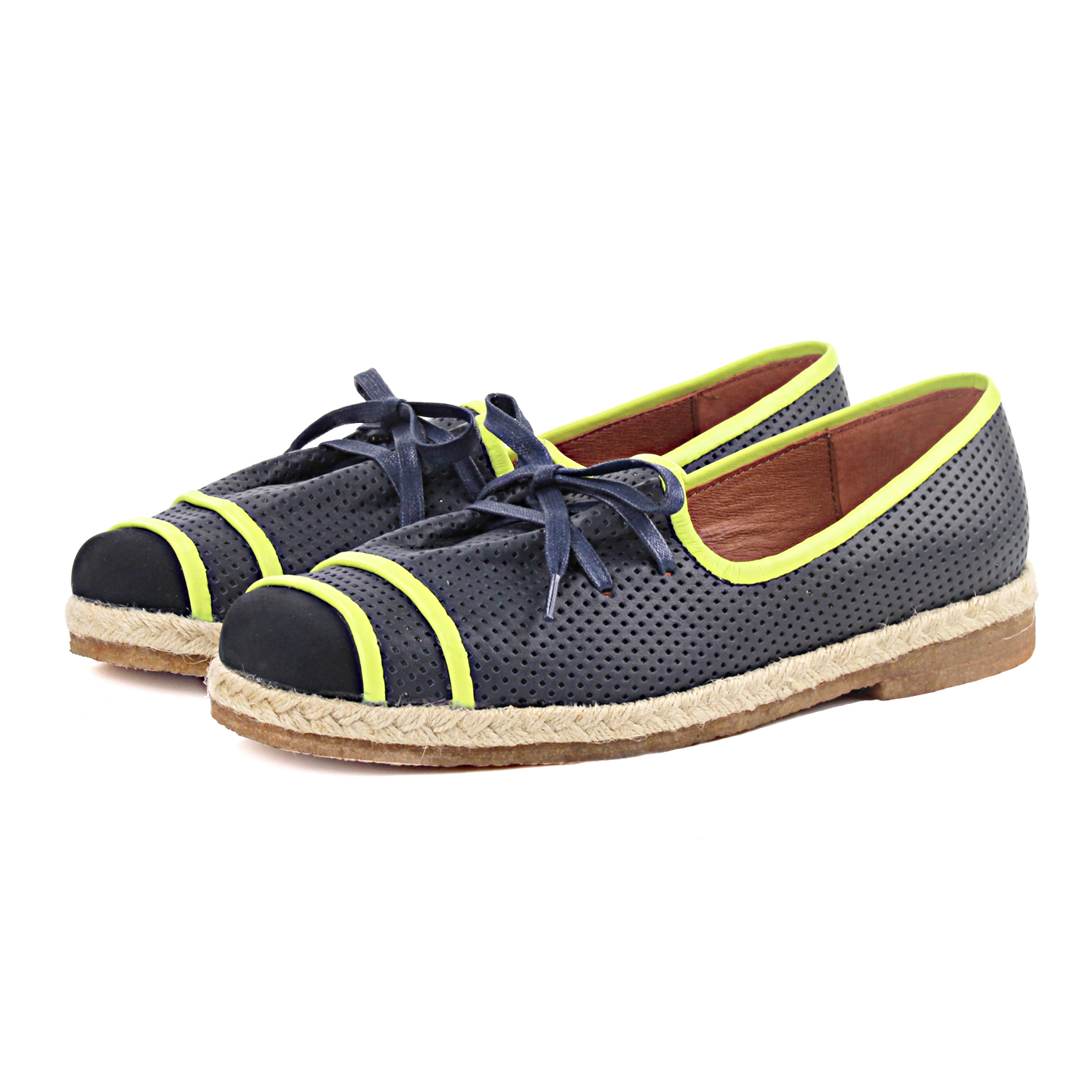 Ibiza M1176 Navy Leather Slip-on Espadrilles