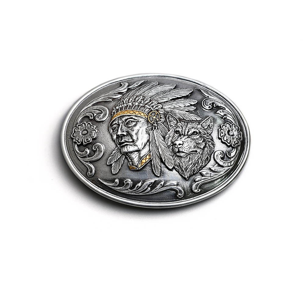 酋長與狼 造型皮帶扣 / 皮帶頭 - 現貨