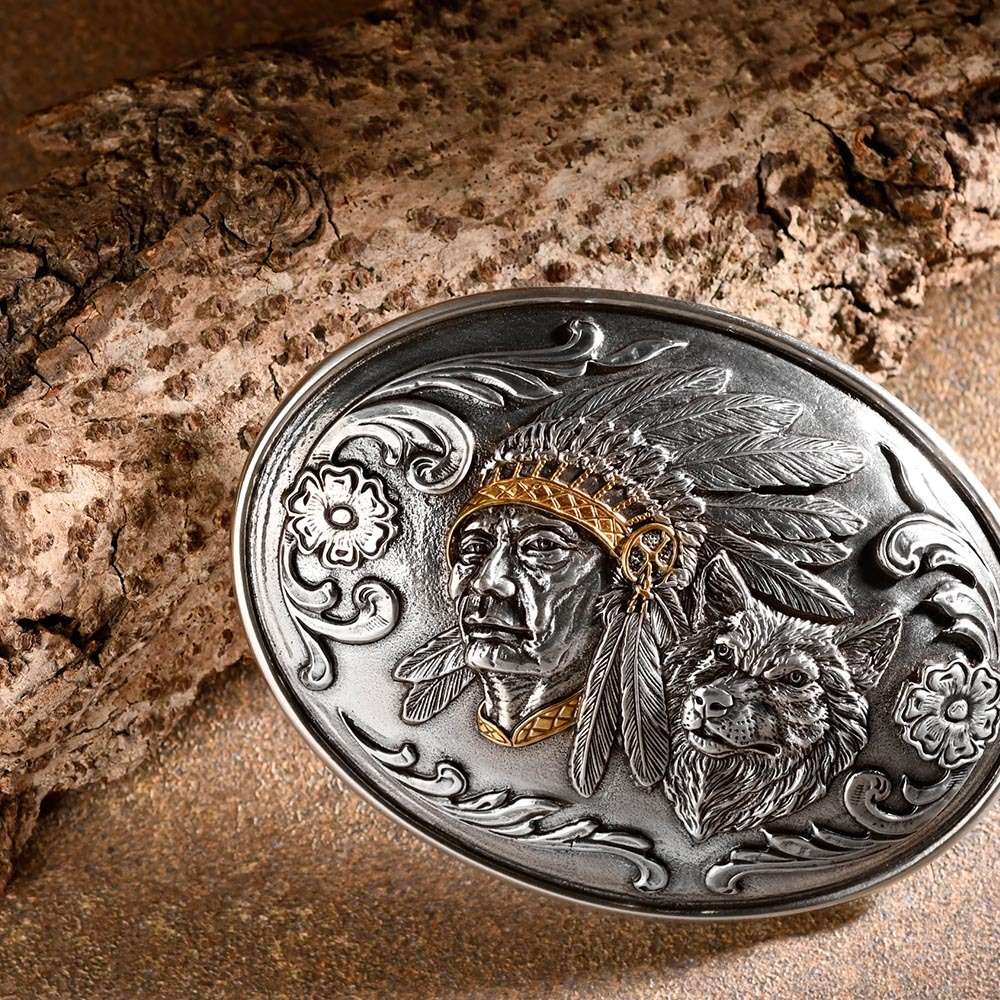 酋長與狼 造型皮帶扣 / 皮帶頭 - 現貨