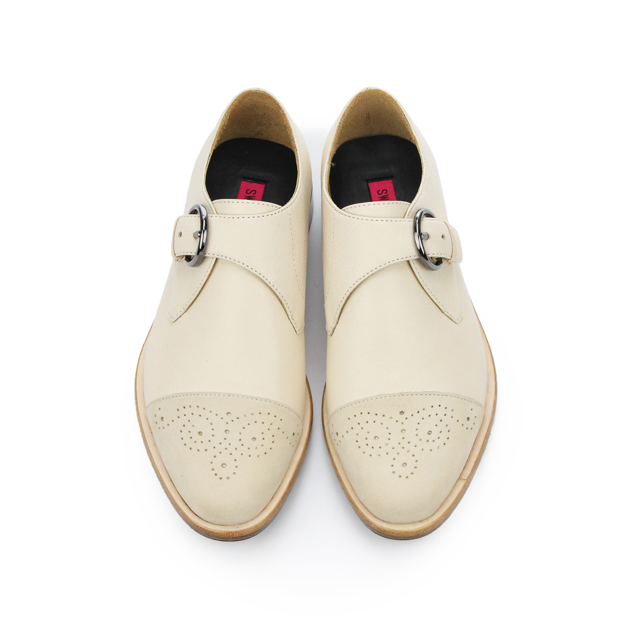 JAZZ M1120 OffWhite Leather Monk-Strap Shoes