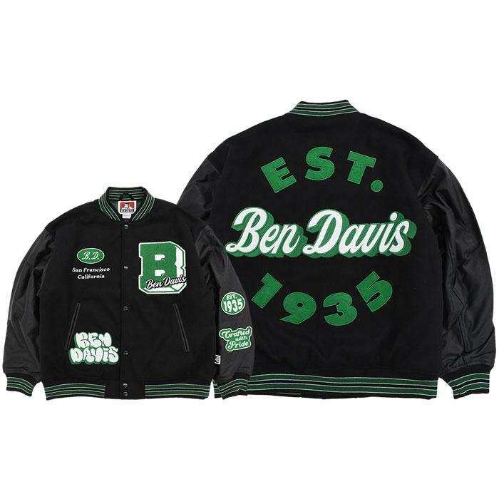 【 BEN DAVIS | 皮革拼接棒球外套 - 2色 】