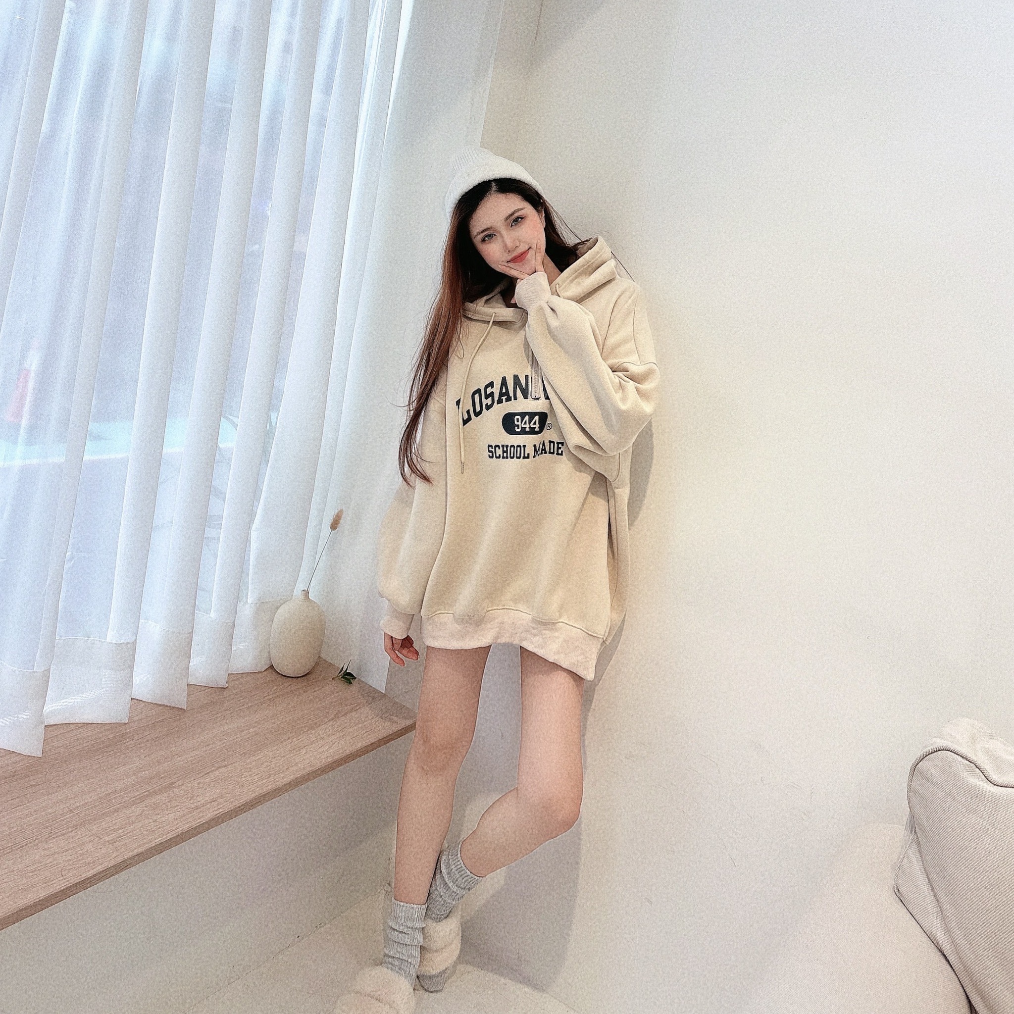 美式拉鍊內刷毛帽T/二色