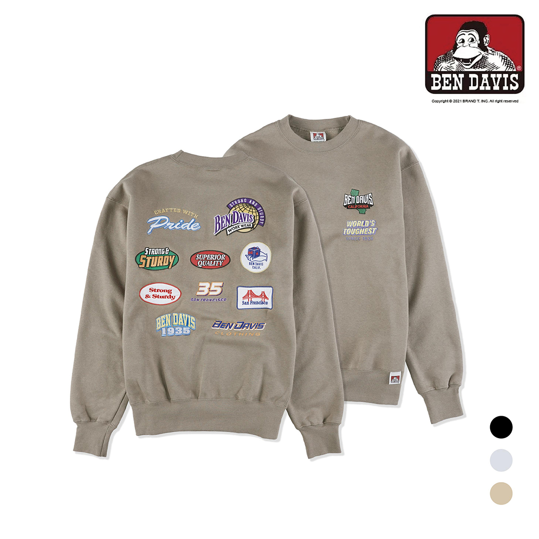 【 BEN DAVIS | 各種補丁刷毛大學TEE - 3色 】