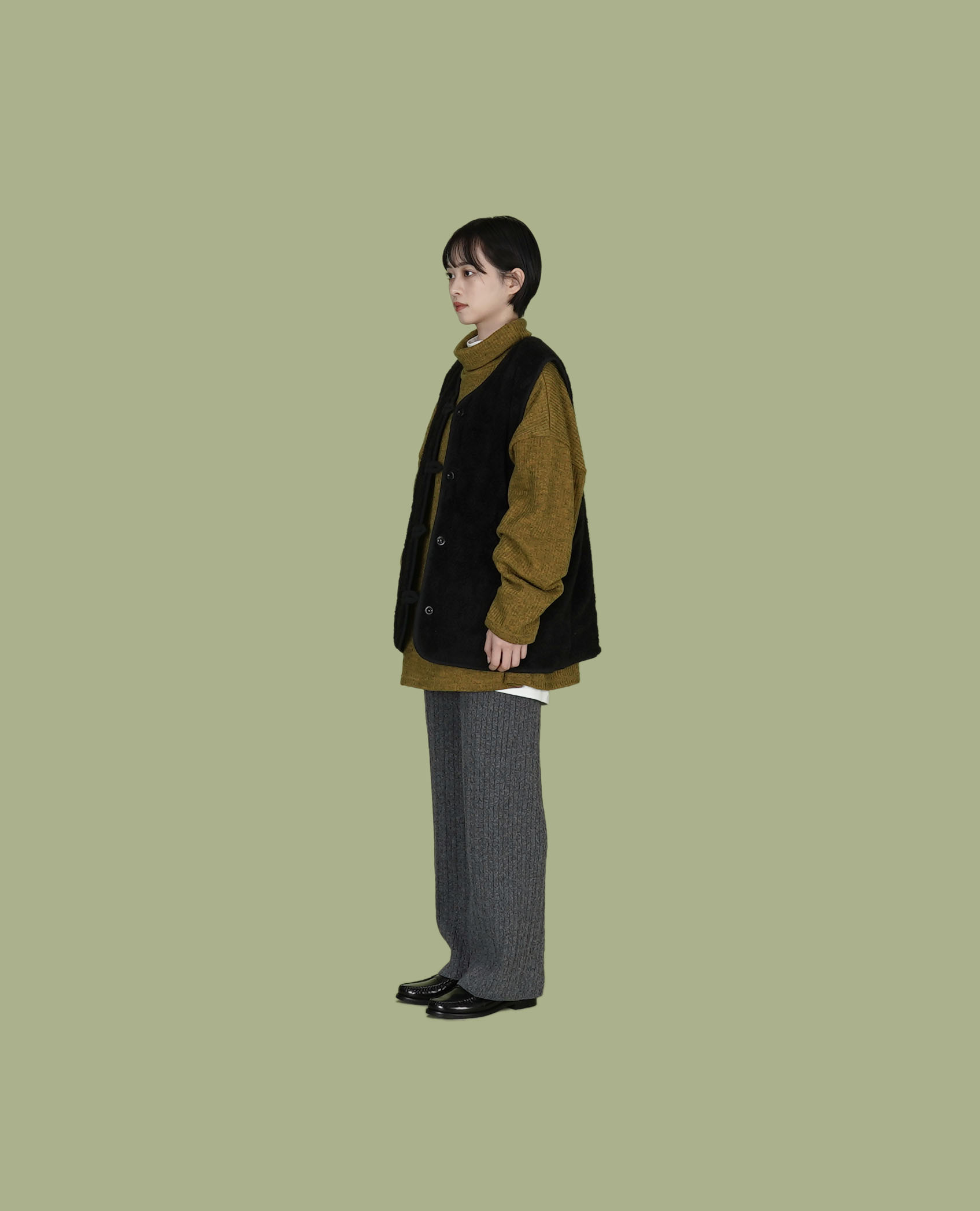 鬆緊針織麻花褲