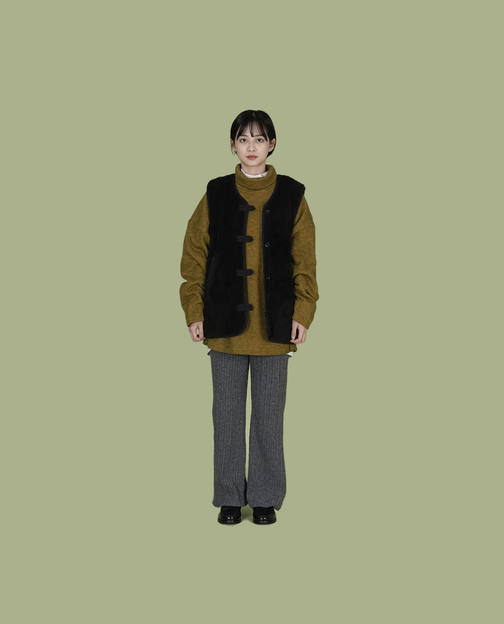 鬆緊針織麻花褲