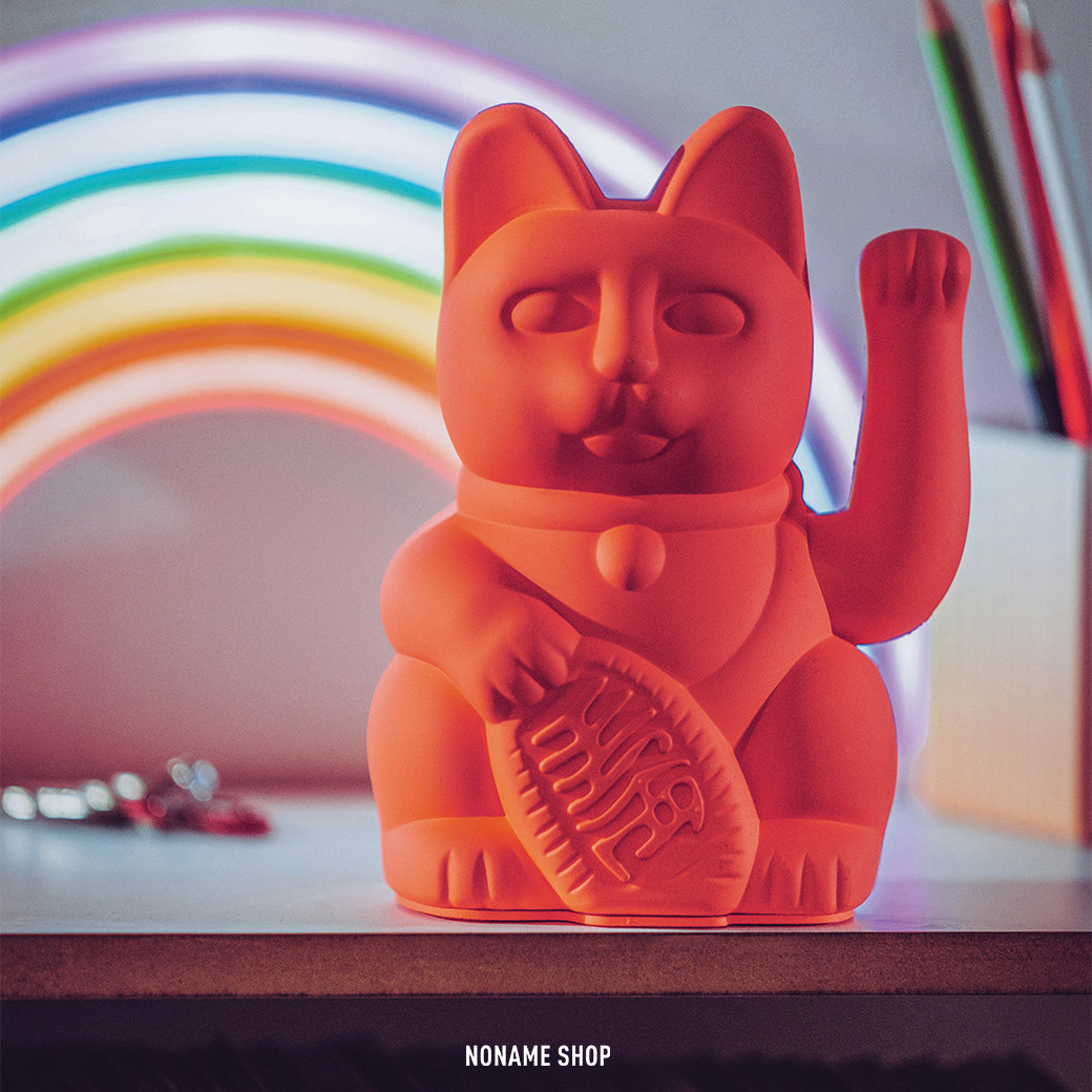 DONKEY Lucky Cat 招手 招財貓 幸運貓 螢光橘