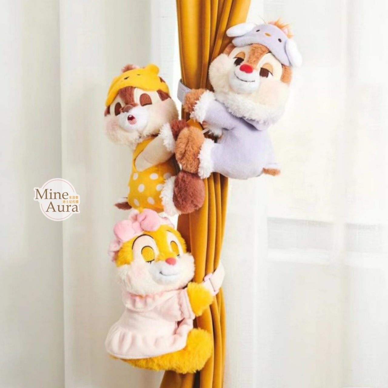 (限時特價) 甜夢睡顏 暖暖家居系列 克莉絲 Clarice  抱抱 絨毛 造型 窗簾束帶 窗簾綁帶 奇奇蒂蒂 Chip 'n Dale -上海迪士尼樂園
