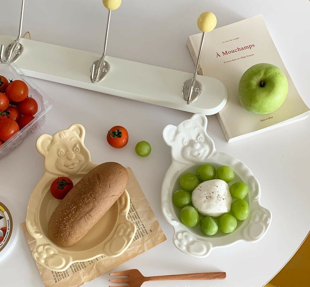 《1505》復古奶油色浮雕小熊燕麥碗