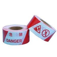 危險警示膠帶 (紅白印字) 3"