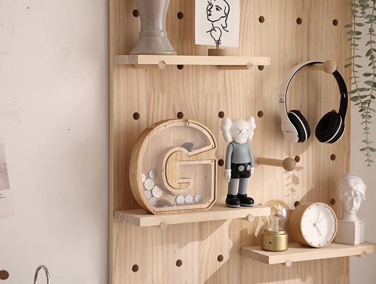 《1507》英文字母木質透明存錢筒擺件