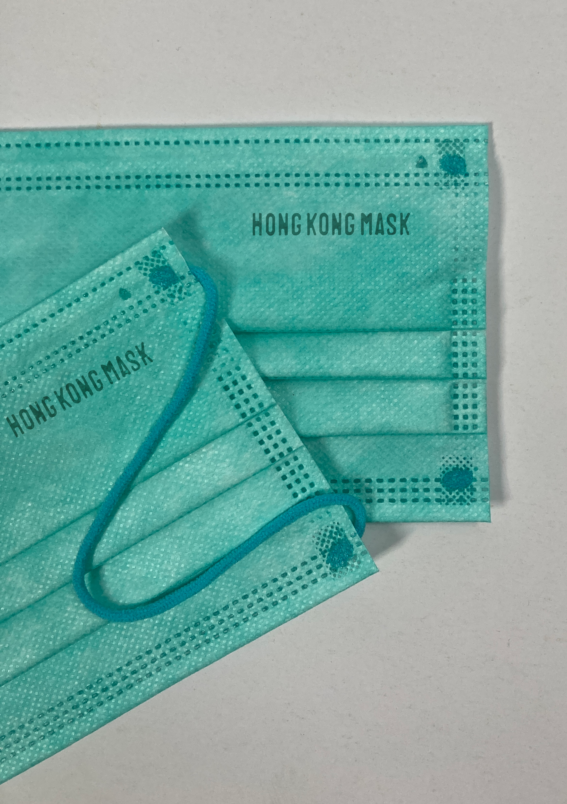 Copper Ions 系列 - Aqua Marine (碧綠色) 配綠松石藍色柔軟舒適耳繩 PFE BFE VFE ≥99 (30片裝) [香港製造拋棄式醫用銅離子殺菌ASTM L3成人口罩]