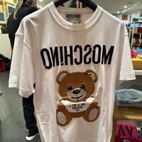 [S] MOSCHINO BEAR LOGO PRINT SHORT SLEEVE T-SHIRT,WHITE, DV0702-0440-1001 (SM371)