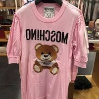 [S] MOSCHINO BEAR EMBROIDERED LOGO DRESS,PINK, DV0466-0440-1222 (SM372)