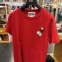[S] MOSCHINO TEDDY PIN T-SHIRT,RED, EA0717-5540-0115 (SM373)