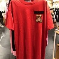 [S] MOSCHINO CHEST LOGO BEAR T-SHIRT DRESS,RED, EV0469-5540-1115 (SM375)